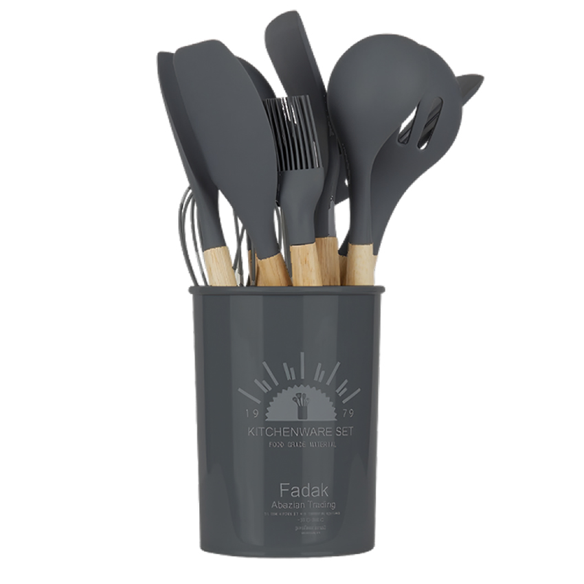 سرویس کفگیر و ملاقه 12 پارچه Kitchenware Set خاکستری12pcs Kitchen Utensils Set