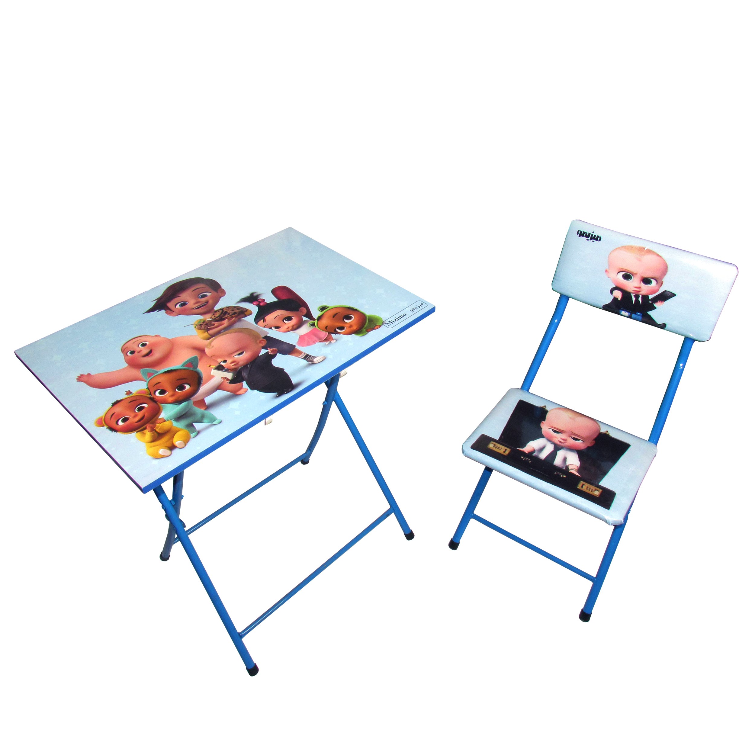 میز تحریر با صندلی میزیمو طرح بچه رئیس (مدل پایه رنگی)کد 251