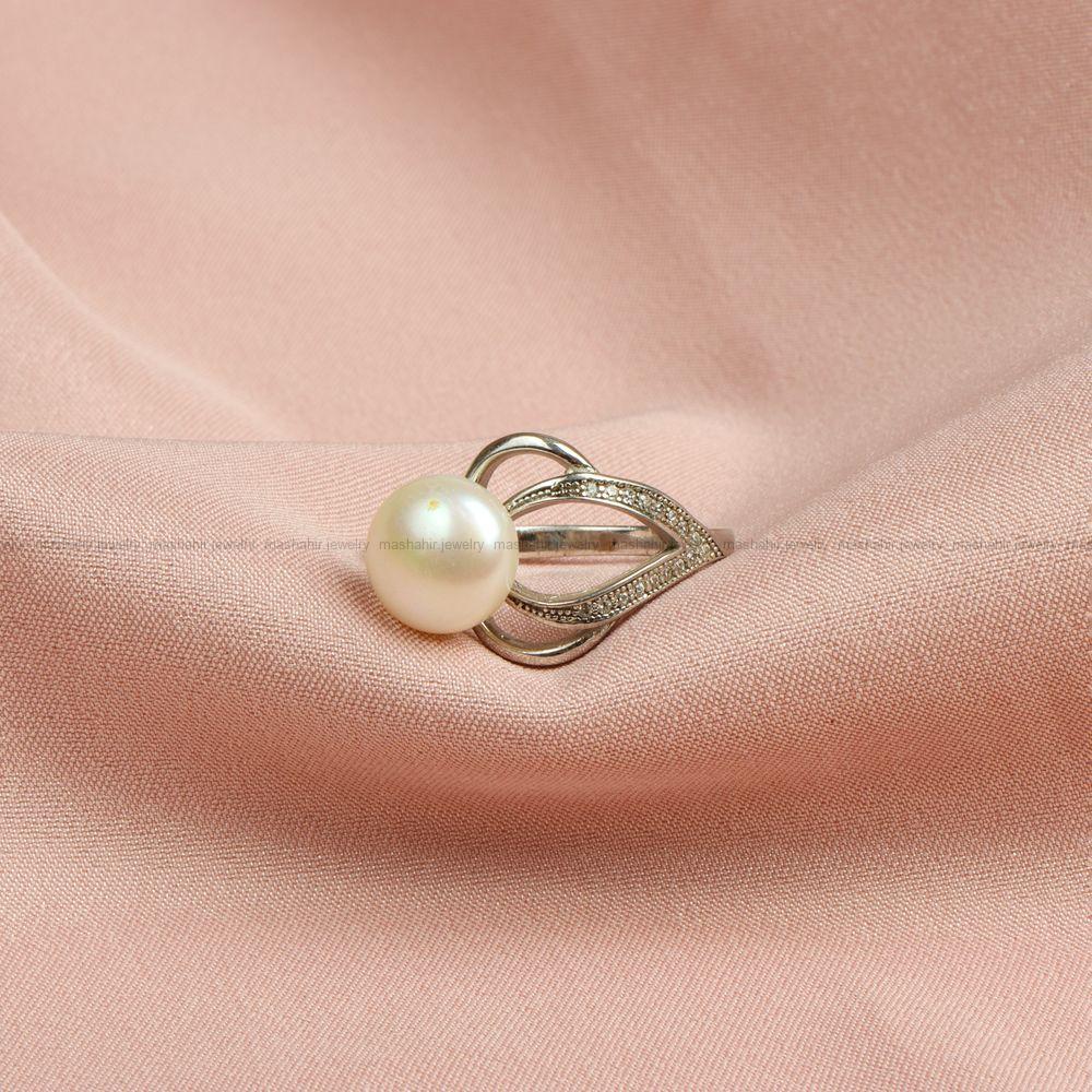انگشتر طرح مروارید زنانه کد 8146 - جواهری مشاهیر