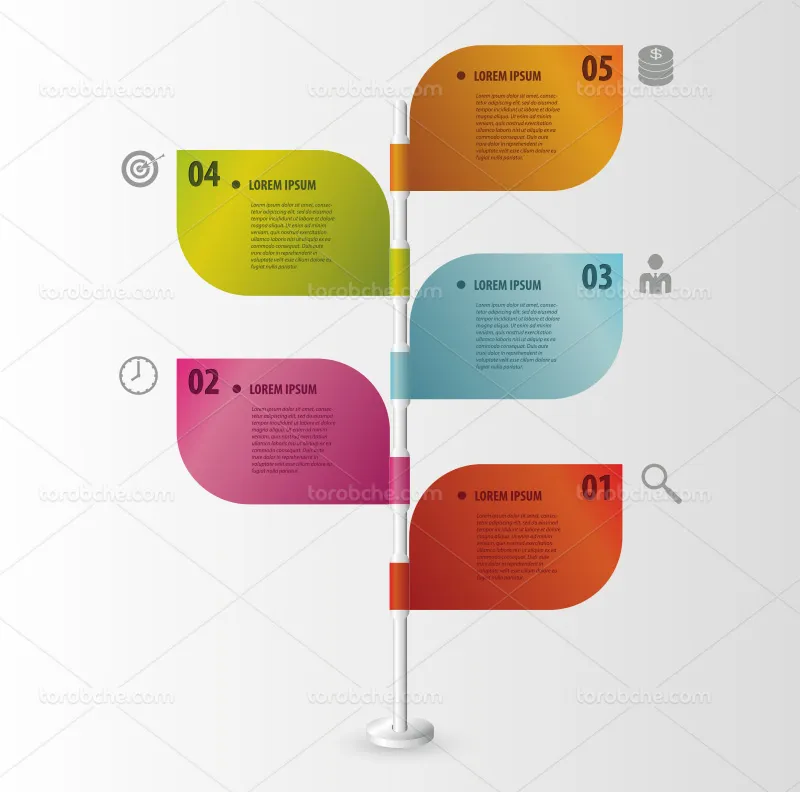 وکتور اینفوگرافیک 5 بخشی برای طراحی | گرافیک با طعم تربچه