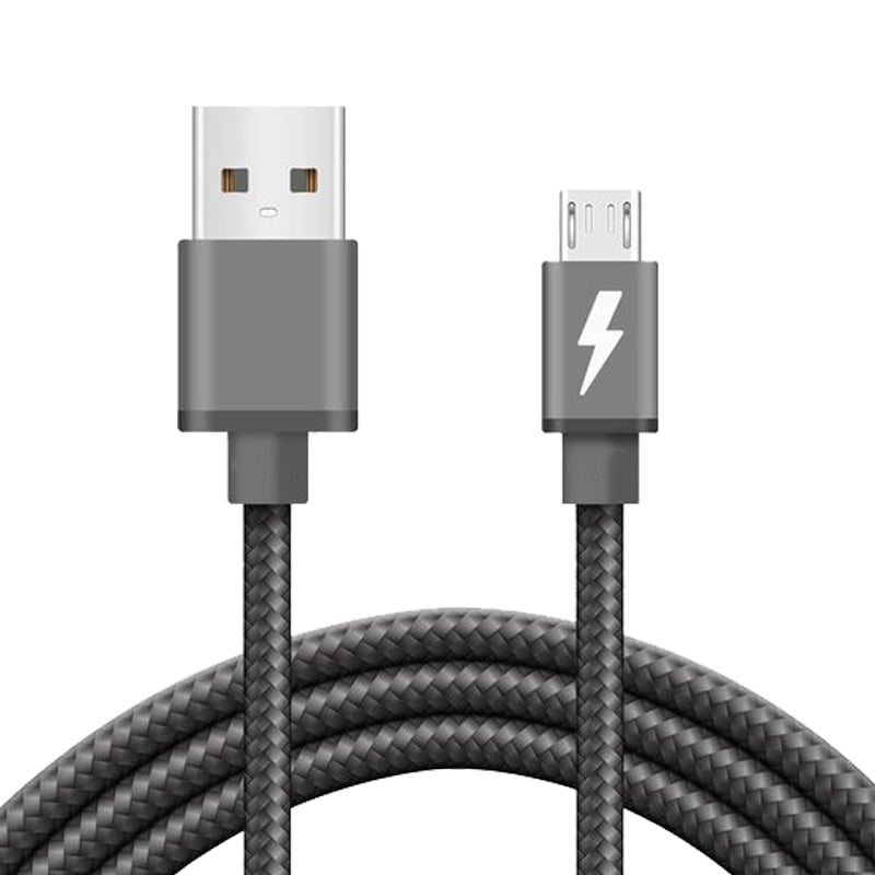 کابل پاوربانک دار فست شارژ با قابلیت انتقال دیتا 2 آمپری DEKKIN Cable Micro With Power Bank 2600 mah مدل روکش کنفی و پاور بانک فلزی 2600 میلی آمپری به طول 1 متر