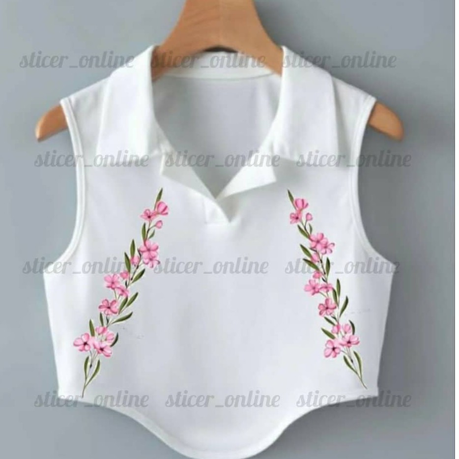 برچسب  لباس دی تی اف طرح گل صورتی