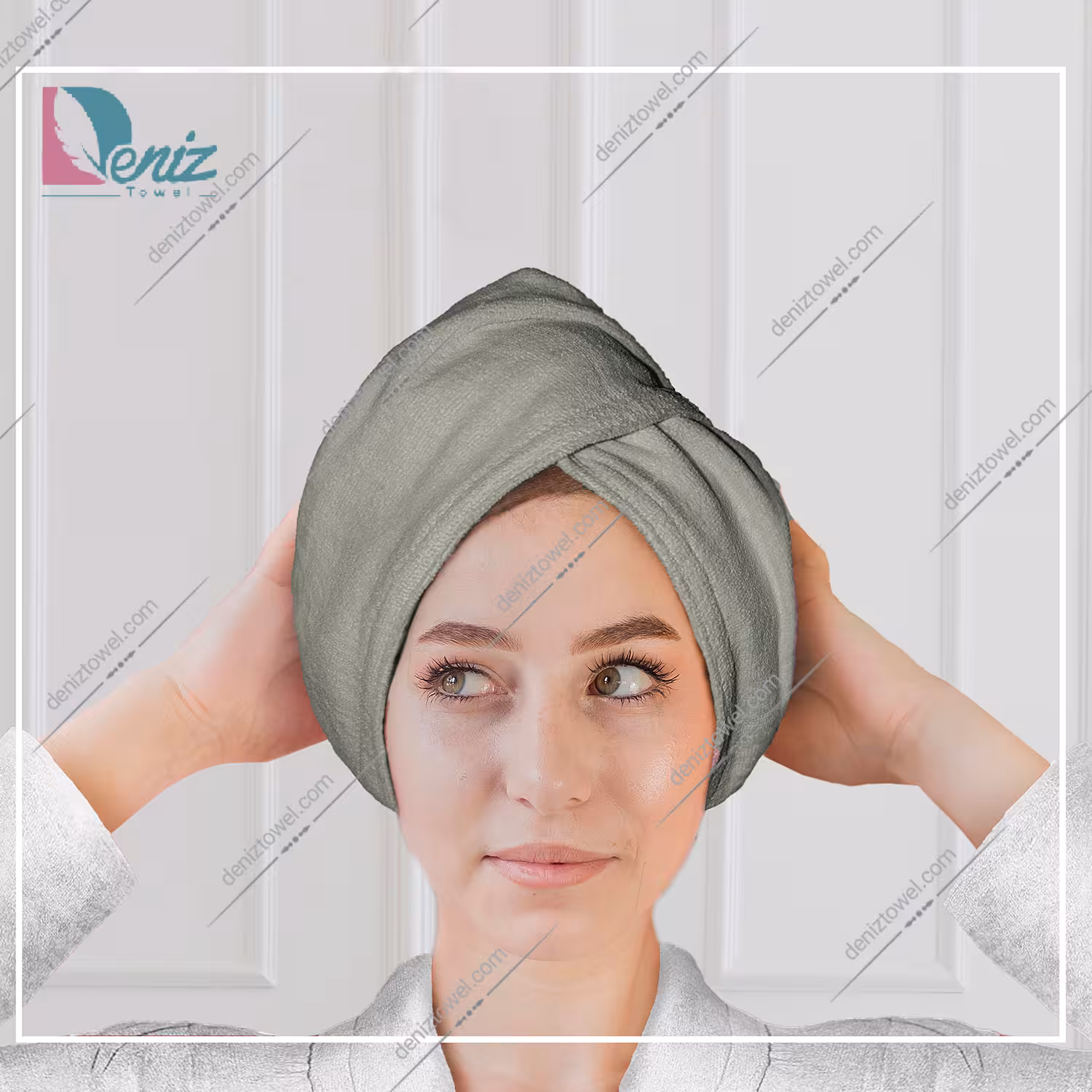 حوله سر طرح ساده مدل کلاه پیچ رنگ طوسی سبز