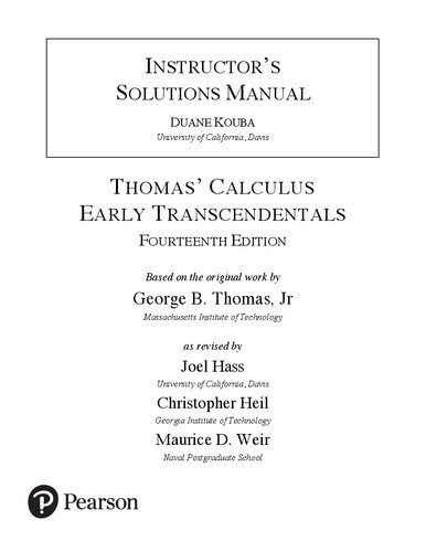 خرید و دانلود نسخه کامل کتاب Instructor&#039;s Solutions Manual Thomas&#039; Calculus Early Transcendentals Fourteenth Edition