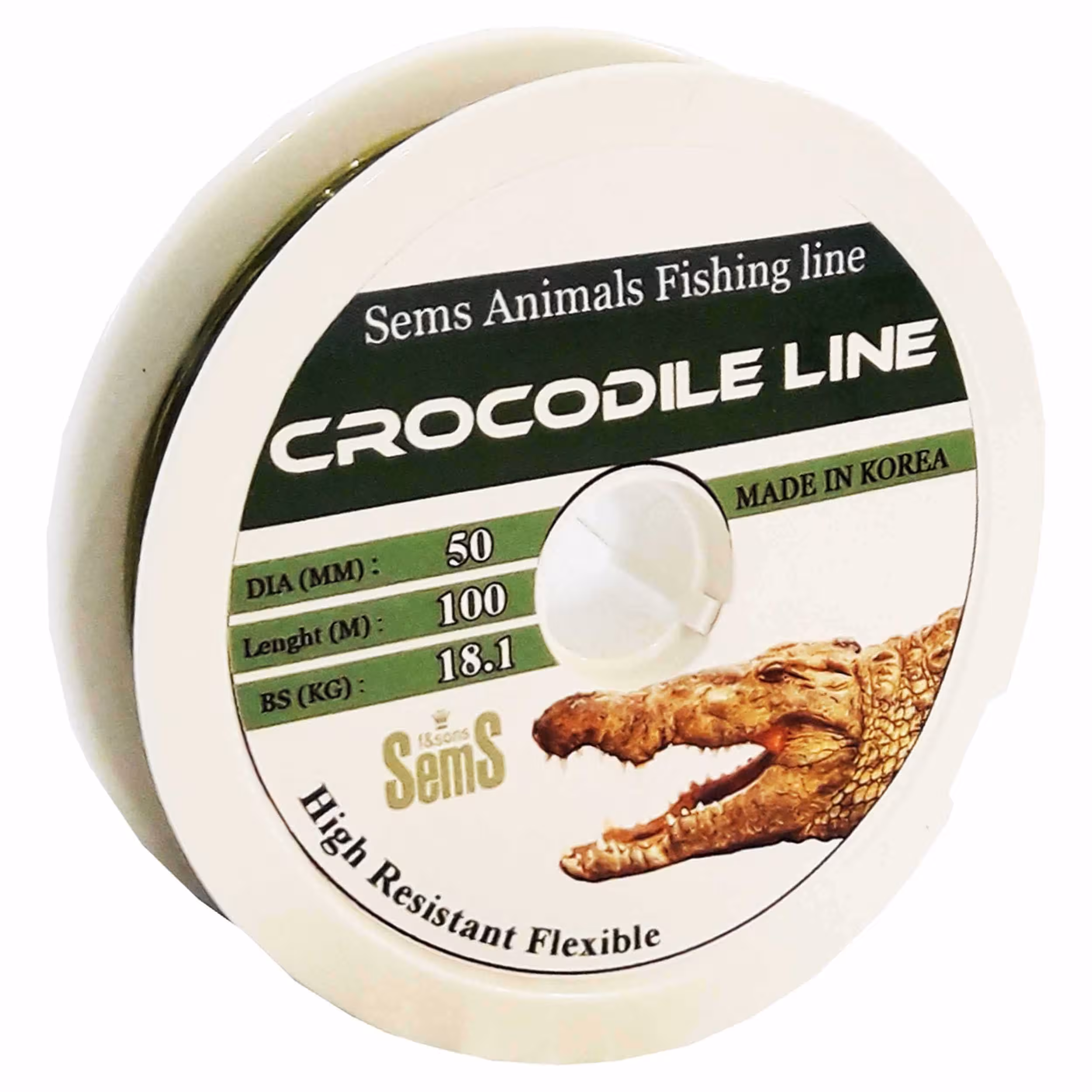 نخ ماهیگیری سمس کروکودیل لاین سایز 0.50 سبز 100متری