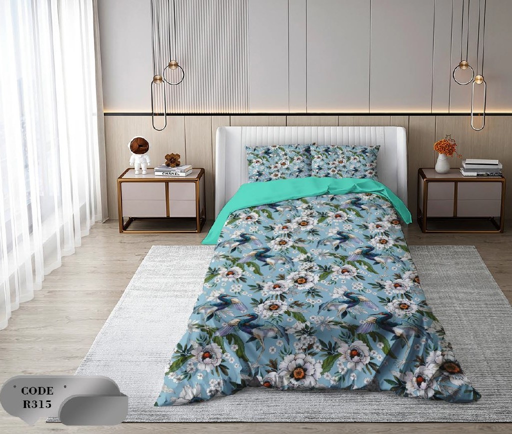 سرویس روتختی 1 نفره 4 تکه ابعاد 1.65 ×2.35 کشدار ضد حساسیت و عرق کد R315 | ست خواب و ست روتختی