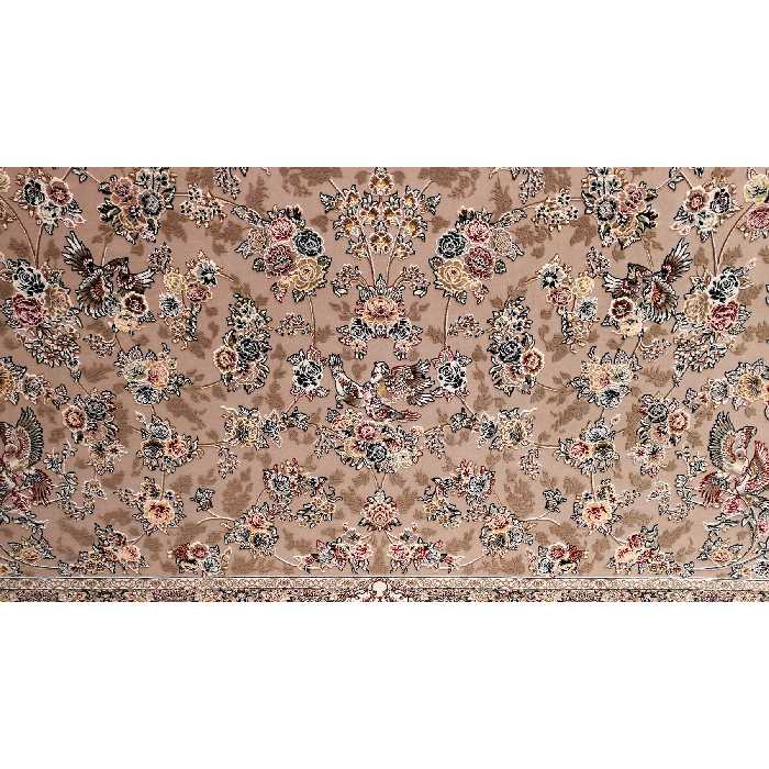 فرش ماشینی زمرد مشهد طرح افشان زمینه نسکافه ای