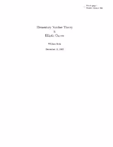 خرید و دانلود نسخه کامل کتاب Elementary number theory and elliptic curves (web draft, Dec. 2002)
