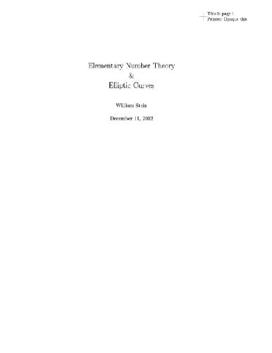 خرید و دانلود نسخه کامل کتاب Elementary number theory and elliptic curves (web draft, Dec. 2002)
