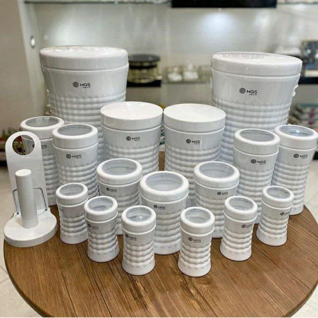 سرویس آشپزخانه 18 پارچه MGS ام جی اس مدل کریستالی رنگ سفید