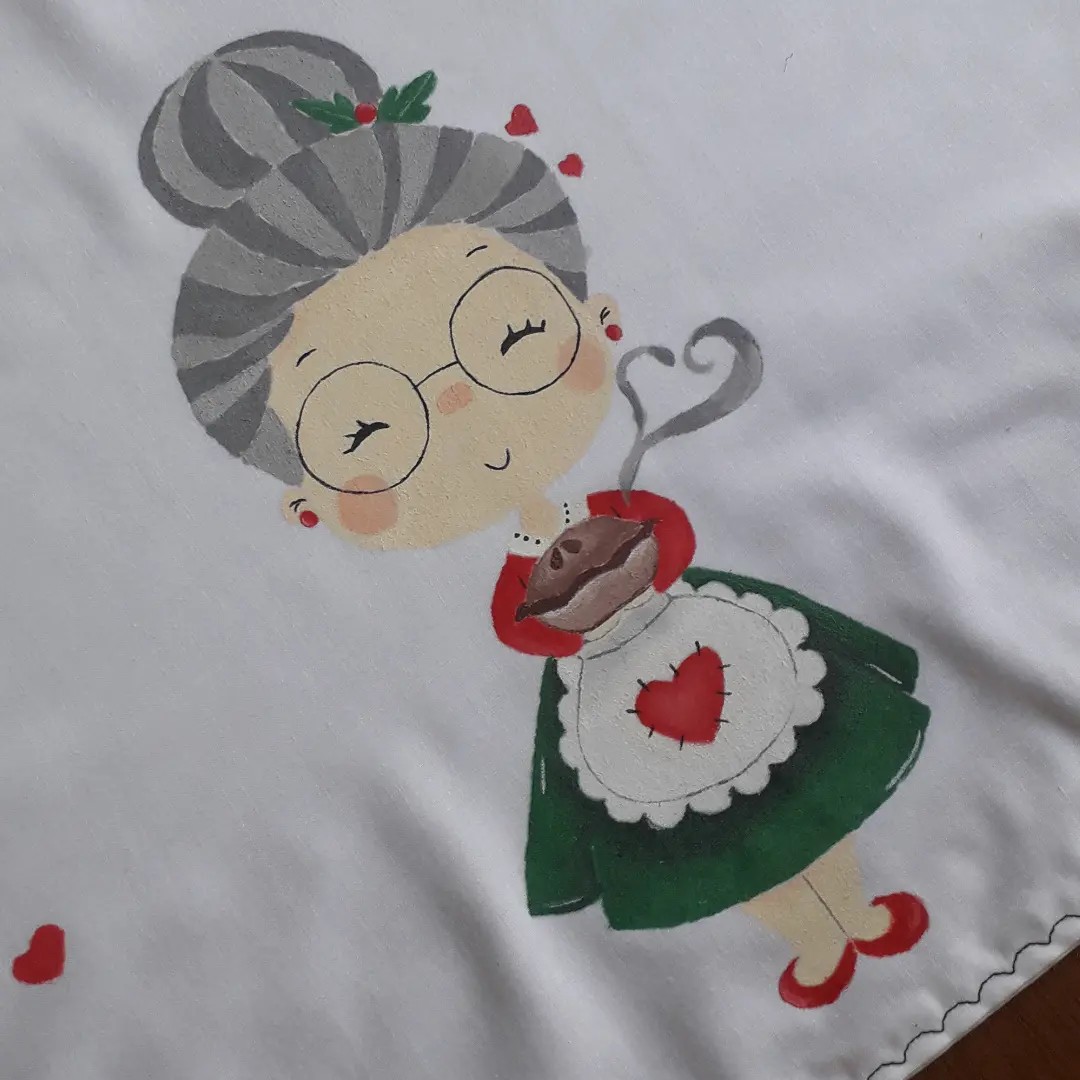 دستمال آشپزخانه نقاشی شده با دست