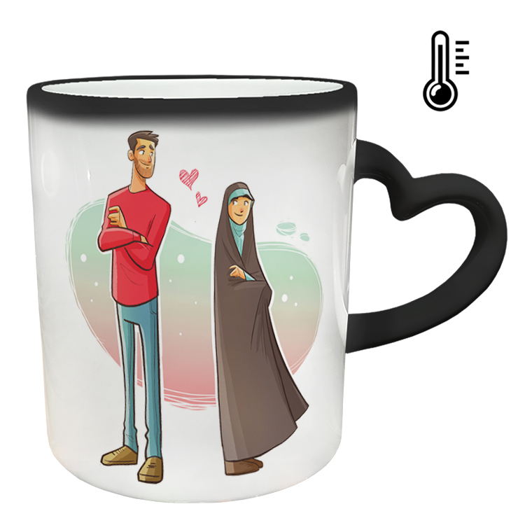 ماگ حرارتی مدل دسته قلبی طرح عاشقانه کد 320