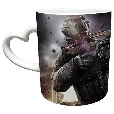 ماگ مدل دسته قلبی طرح بازی کال آف دیوتی call of duty کد 92