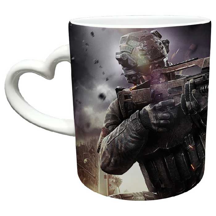 ماگ مدل دسته قلبی طرح بازی کال آف دیوتی call of duty کد 92