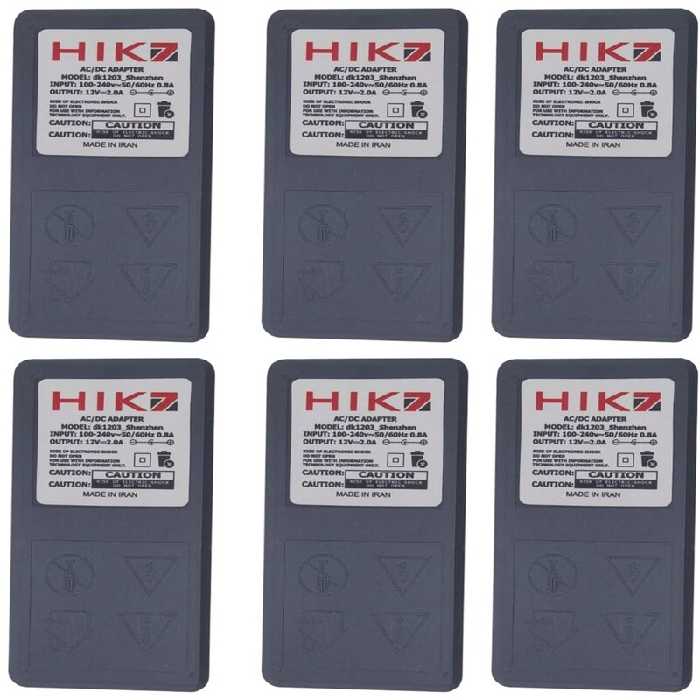 آداپتور برق 12 ولت 2 آمپر مدل Hik7 بسته 6 عددی