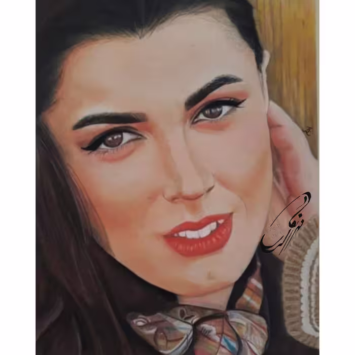 تابلو چهره لیلا حاتمی تکنیک پاستل گچی و پاستل مدادی30در40