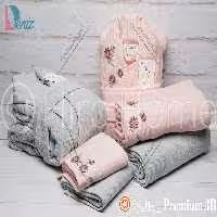 حوله ست دو نفره بلو گل برجسته رنگ گلبهی نقرابی