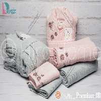 حوله ست دو نفره بلو گل برجسته رنگ گلبهی نقرابی