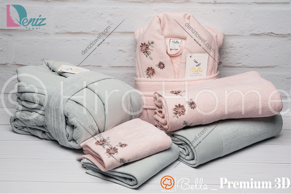 حوله ست دو نفره بلو گل برجسته رنگ گلبهی نقرابی