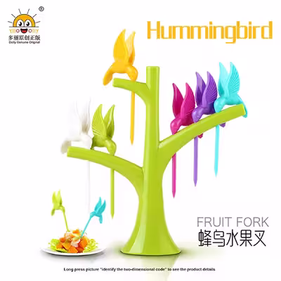 چنگال زیتون خوری مدل HUMMING BIRD کد RB227 مجموعه 6 عددی به همراه استند