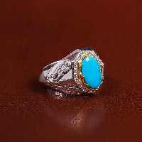 انگشتر فیروزه عجمی مردانه کد 23445 - جواهری مشاهیر