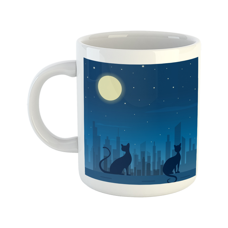 ماگ طرح گربه در شب 