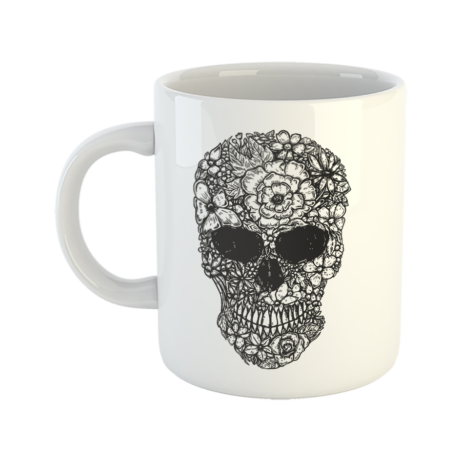 ماگ طرح اسکلت و گل کد 010