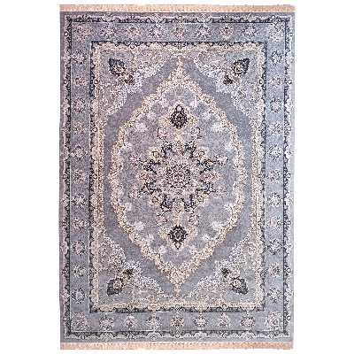 فرش ماشینی زمرد مشهد مدل خورشید زمینه دودی