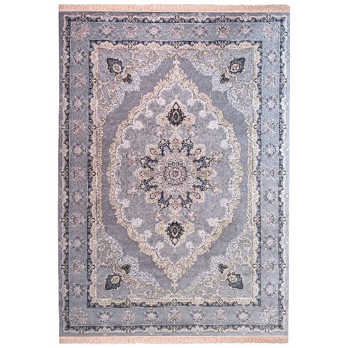 فرش ماشینی زمرد مشهد مدل خورشید زمینه دودی