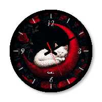 ساعت دیواری بزرگ راویتا طرح گربه و رز کد 3661