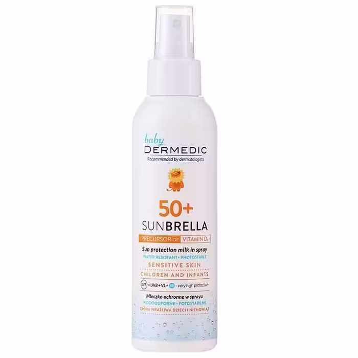 درمدیک اسپری شیر ضد آفتاب کودک نوزاد و پوست حساس 150 میل sun milk SPF50