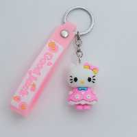 سرکلیدی کیتی با لباس گل گلی صورتی سیلیکونی 32774