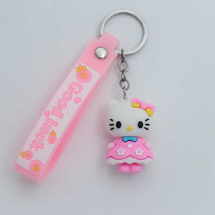 سرکلیدی کیتی با لباس گل گلی صورتی سیلیکونی 32774