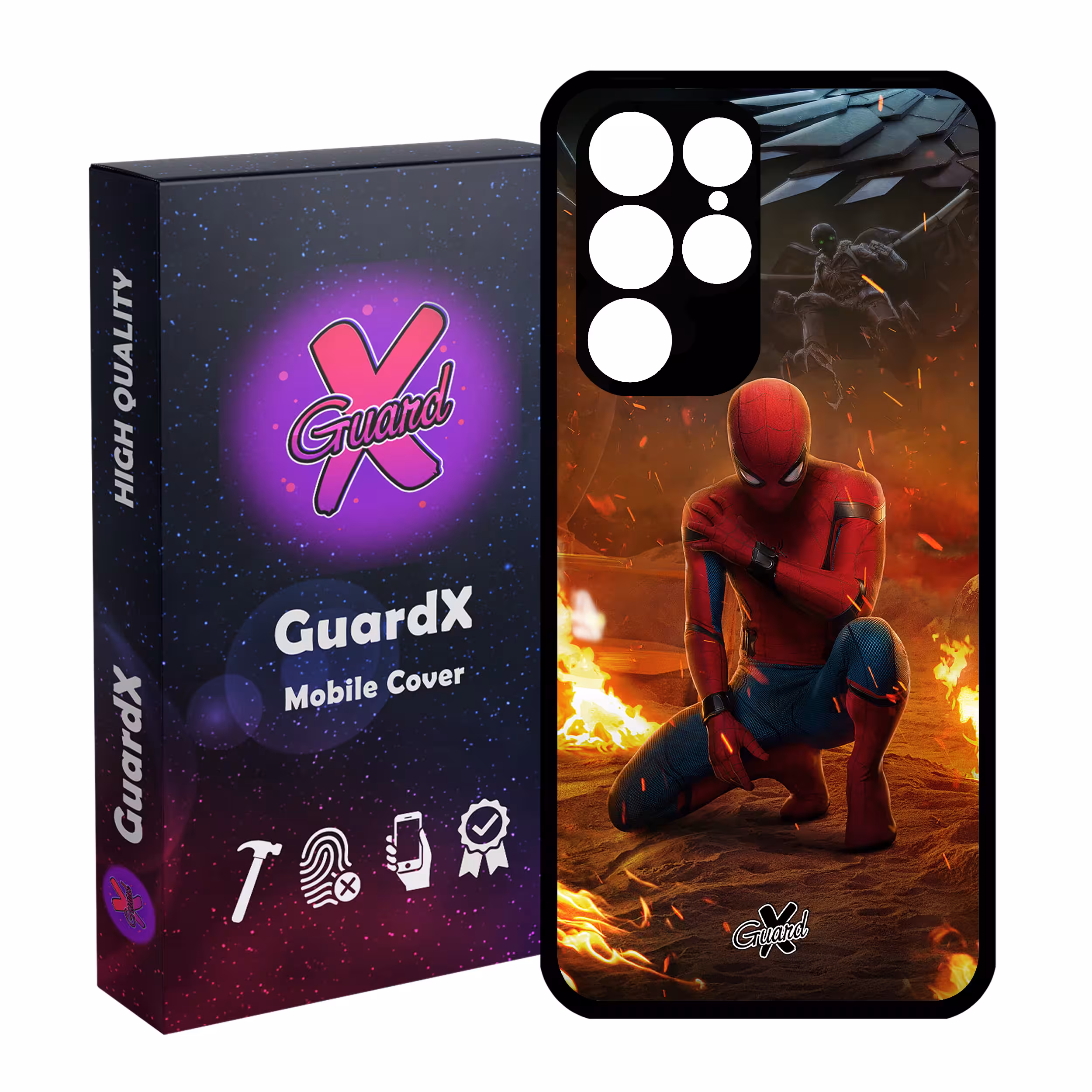 کاور گارد ایکس طرح Spider Man مدل Glass10098 مناسب برای گوشی موبایل سامسونگ Galaxy S22 Ultra
