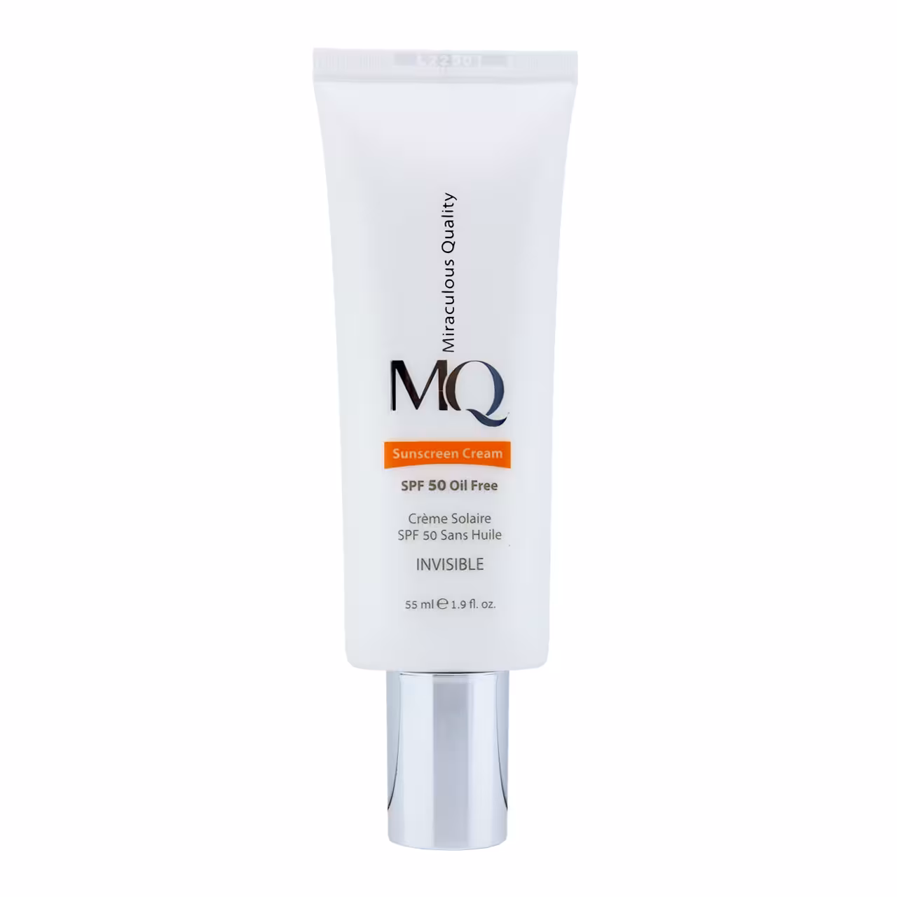 کرم ضد آفتاب بی رنگ ام کیو SPF50 مدل INVISIBLE مناسب پوست های چرب حجم 55 میلی لیتر