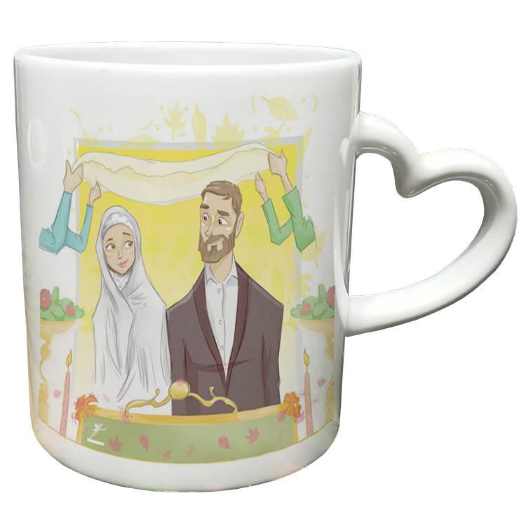 ماگ مدل دسته قلبی طرح عاشقانه کد 276