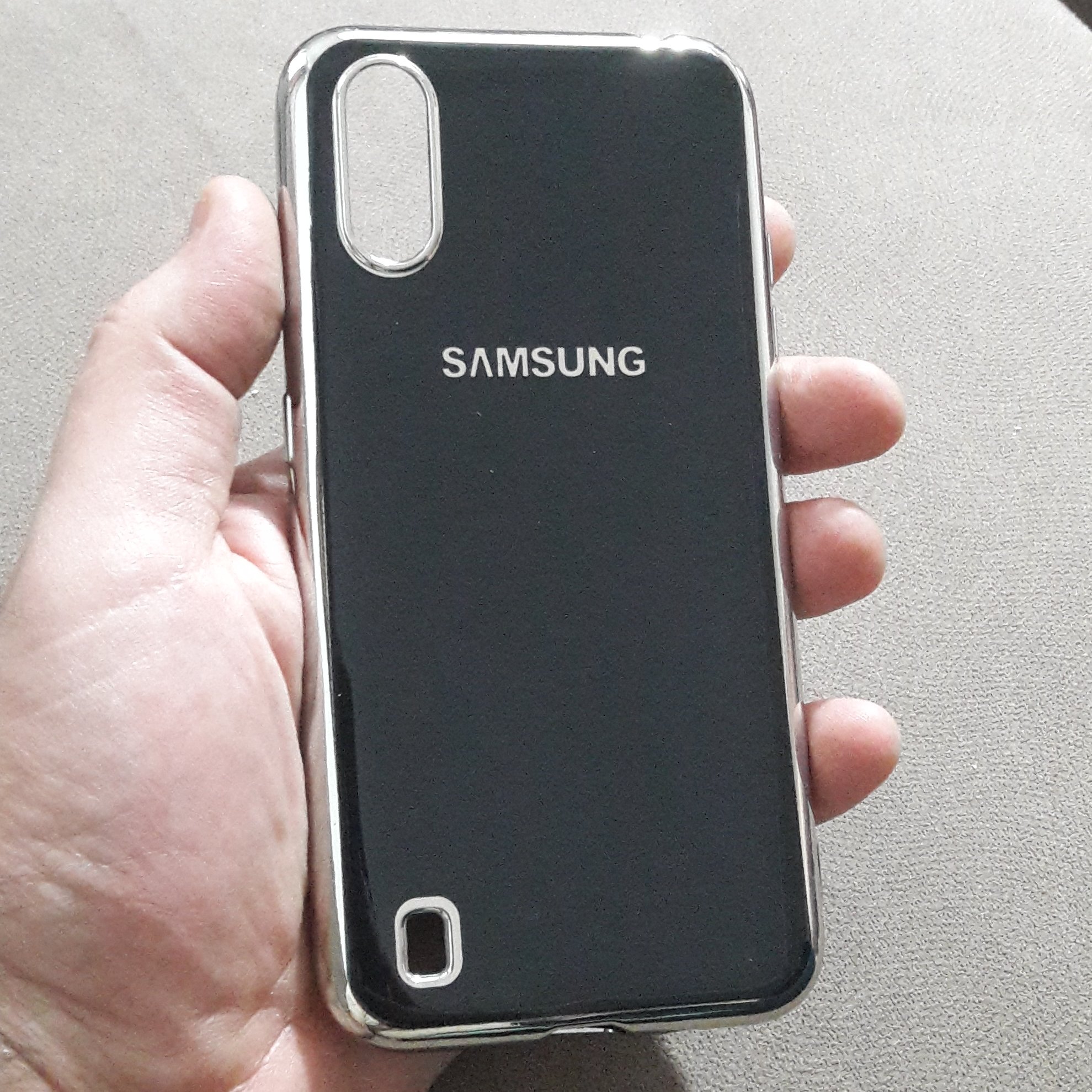 قاب ژله ای دور نقره ای سامسونگA01