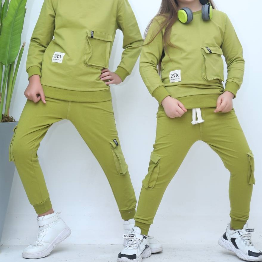 ست بلوز و شلوار اسپورت شیک و جذاب مناسب حدود سنی 4 تا 10 سال لش استایل جنس دورس پنبه لاکرا کیفیت عالی