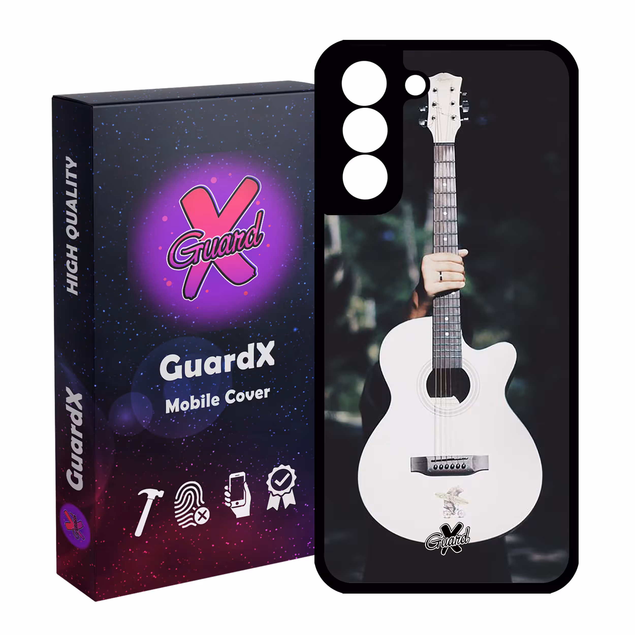 کاور گارد ایکس طرح گیتار مدل Glass10263 مناسب برای گوشی موبایل سامسونگ Galaxy S21 FE