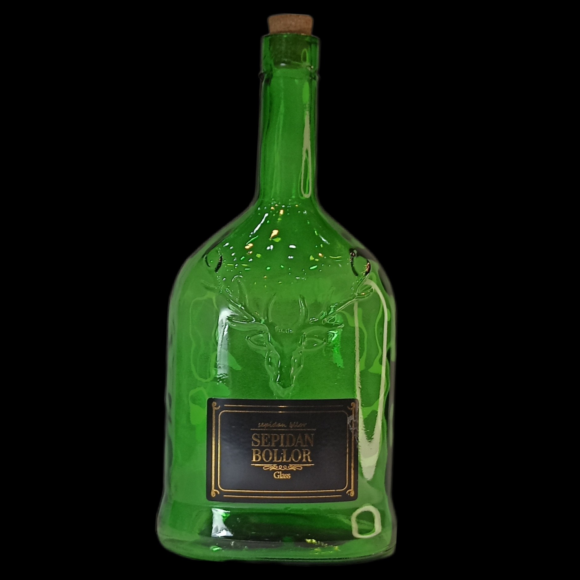 بطری گوزن سبز متوسط  درب چوب پنبه ای 500cc