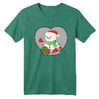 تی شرت آستین کوتاه بچگانه مدل آدم برفی یلدایی رنگ سبز سدری