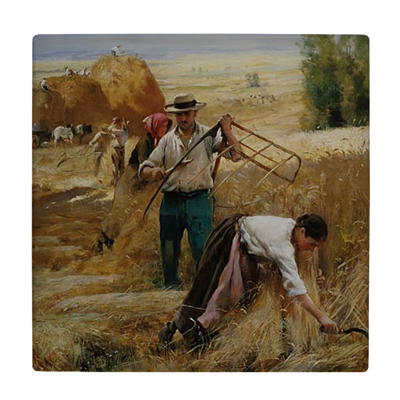  زیر لیوانی  طرح نقاشی برداشت گندم کد    6078768_5026