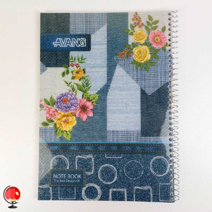 دفتر زبان سیمی 4 خط 50 برگ طرح دسته گل آونگ