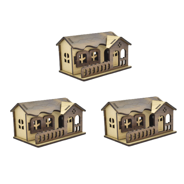 ماکت دکوری مدل کلبه دو پنجره کد 003 بسته 3 عددی