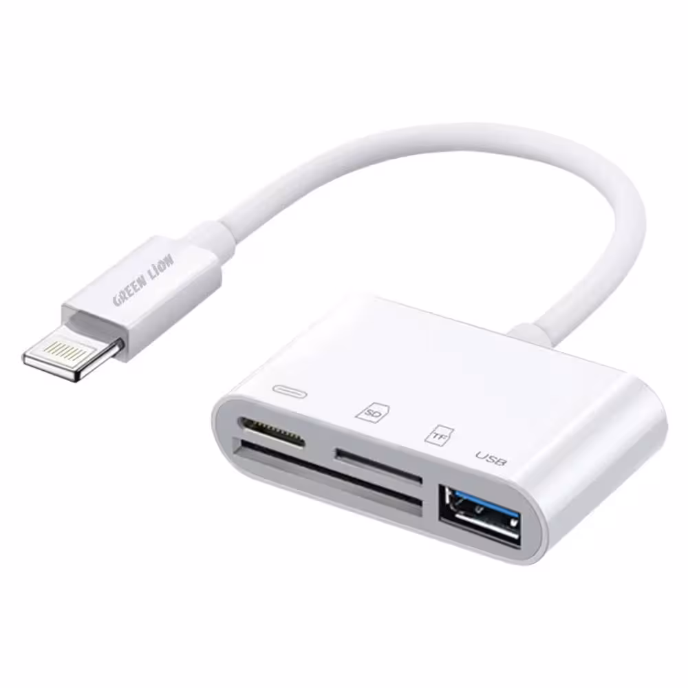 هاب لایتنینگ 4 پورت گرین لاین Green Lion 4-IN-1 OTG Adapter