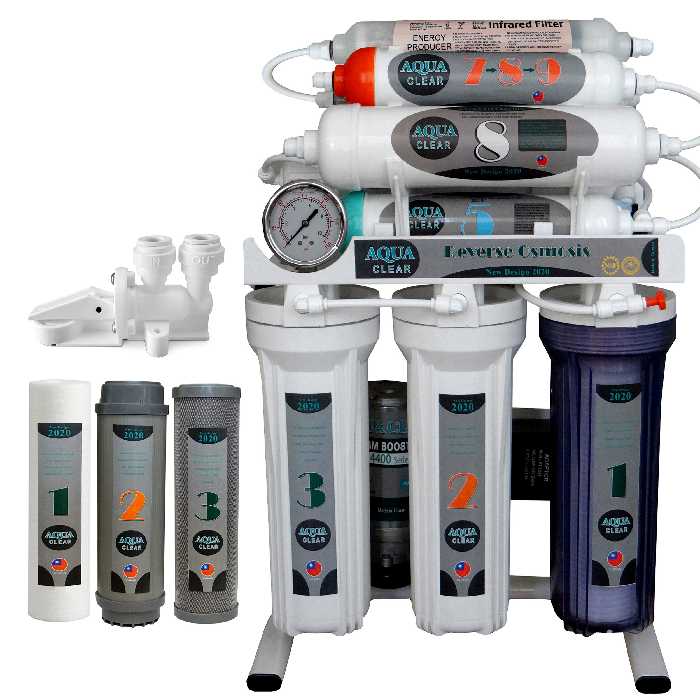 دستگاه تصفیه کننده آب آکوآ کلیر مدل NEW DESIGN2020 - ASF10 به همراه فیلتر مدل 01 مجموعه 3 عددی و کیت نشتی گیر