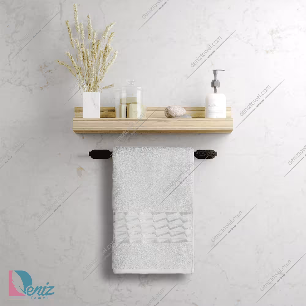 حوله دستی بزرگ طرح آرام رنگ طوسی استخوانی