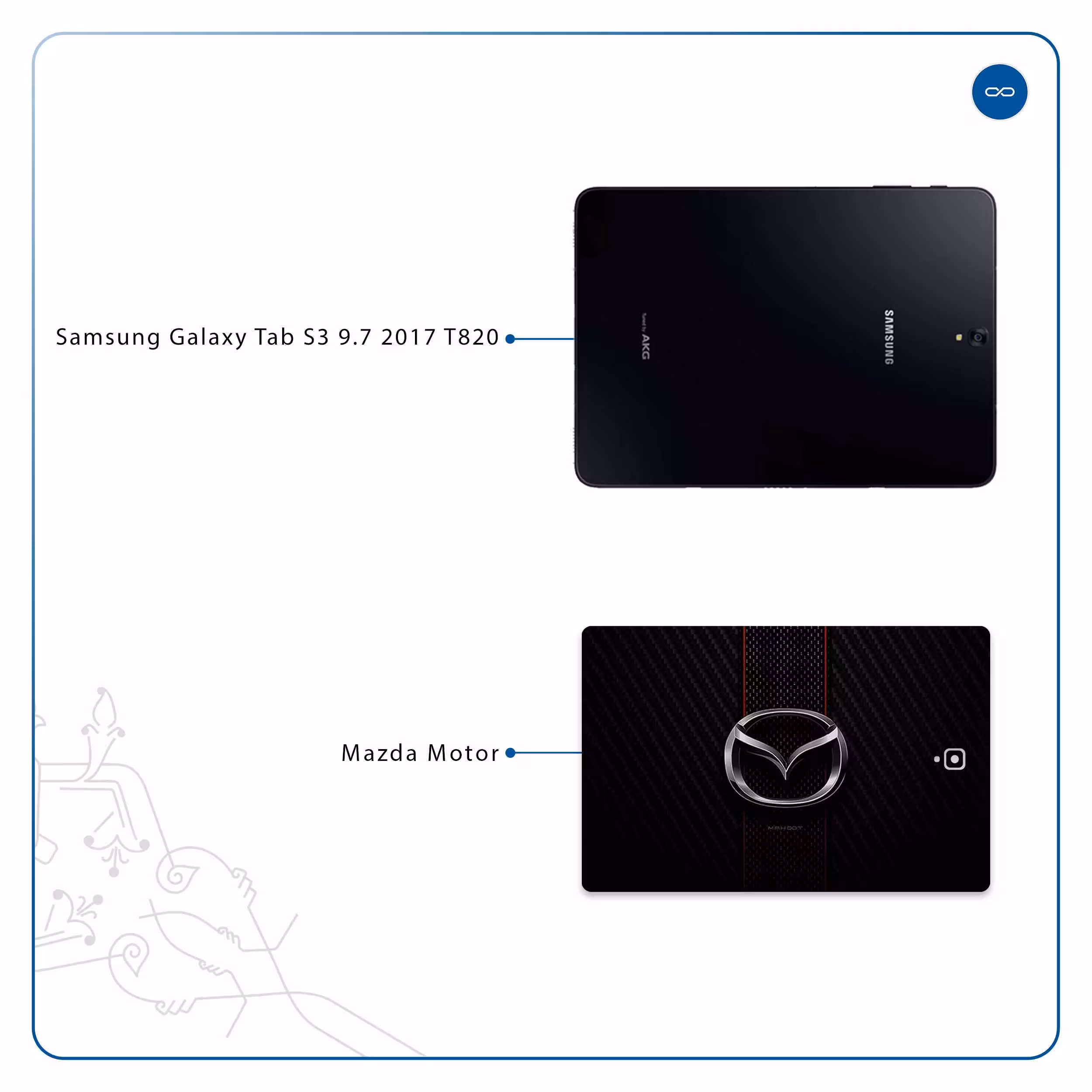 برچسب پوششی ماهوت مدل Mazda Motor مناسب برای تبلت سامسونگ Galaxy Tab S3 9.7 2017 T820