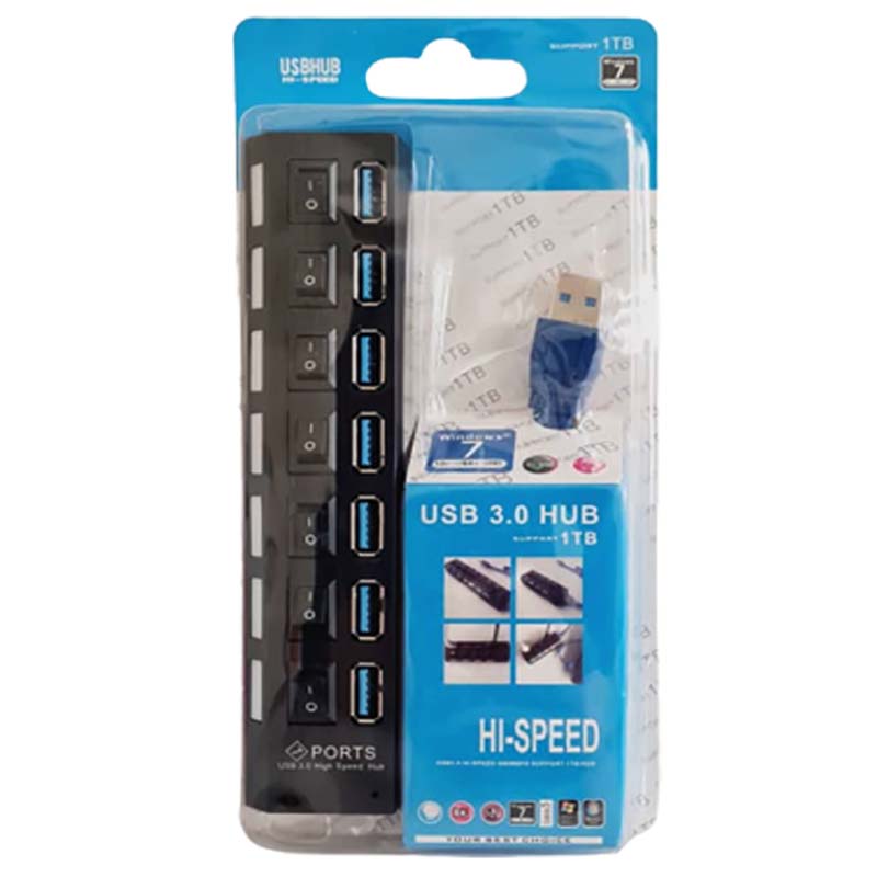 هاب 7 پورت USB30 آداپتور خور کلید دار