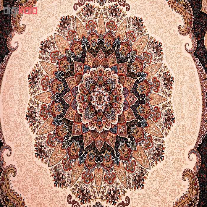 فرش ماشینی زمرد مشهد مدل کیمیا زمینه کرم